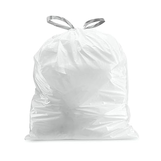 Plasticplace White Drawstring Lavender and Soft Vanilla Scented Garbage Can Liners &amp Custom Fit Trash Bags Compatible with simplehuman Code V (200 Count)