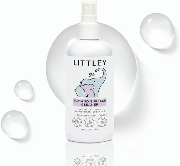 Littley Toy &amp Surface Cleaner | 8 oz | Alcohol-Free HOCl Spray for Baby Toys &amp High-Touch Surfaces | Fragrance-Free Formula | Gentle Cleaning for Everyday Messes