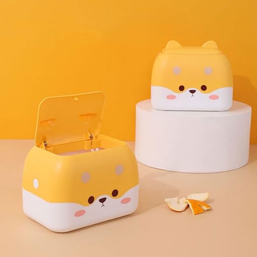 GERRIT Simple Desktop Trash can Cute Plastic Waste bin Rectangular Mini Wastebasket with lid Tissue Box Bathroom Bedroom Home Office Practical