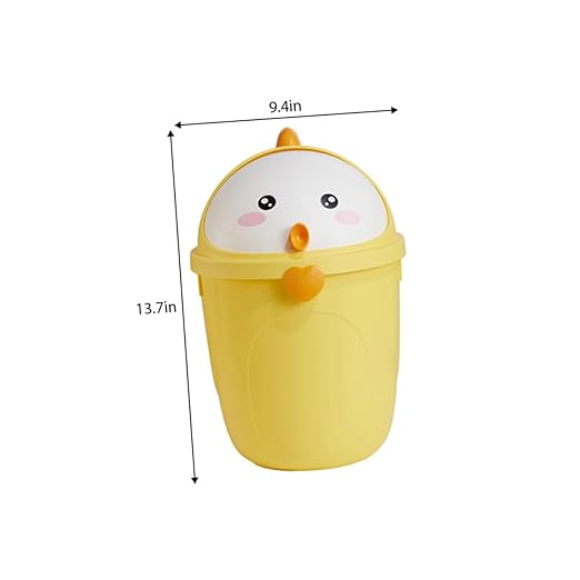 BESPORTBLE Cute Chick Style Trash Can with Lid for Bedroom Cartoon Household Waste Bucket Odor-Resistant Large Wastebasket for Home Office Decorative Trash Bin