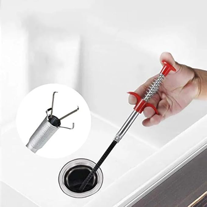 Drain Clog Remover Herramienta De Dragado De Tubos De Resorte Recogedor Flexible Cable De Serpiente Asistido Desatascador Fregadero De Pelo Inodoro 60/90cm Drain Cleaner (Color : 90cm)