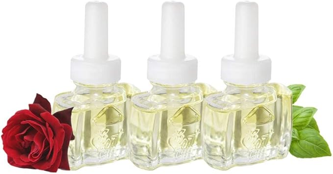 Scent Fill 100% Natural Sweet Rose &amp Basil Plug in Air Freshener Scented Oil Refills 3 Refills