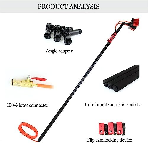 Glass Cleaning Brush Home Water Fed Telescopic Pole Kit Solar Panel Brush Rotating for Photovoltaic PanelWater Fed Pole Kit - 18FT Telescopic Brush for Window &amp Solar Panel Cleaning - 32CM