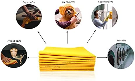 10 Pack Extra Large Original German Shammy Cloths Chamois Towels Absorbent 190g Super Shammy for Pets Parenting Tool Cleaning for Home and Commercial Use Wholesale Bulk (Orange)