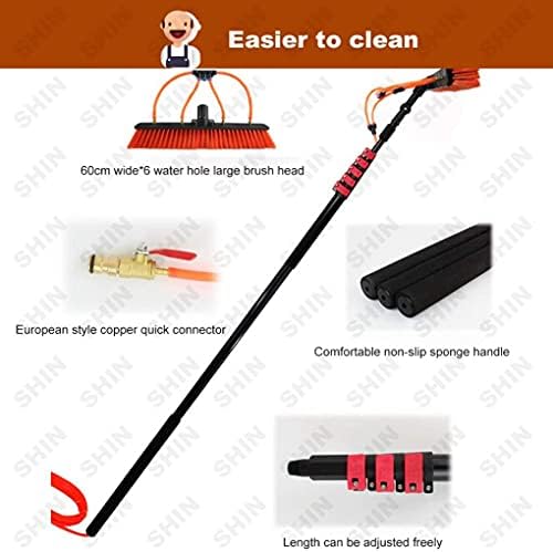 Glass Cleaning Brush Home Water Fed Telescopic Pole Kit Solar Panel Brush Rotating for Photovoltaic PanelWindow Cleaning Brush Telescopic Window Cleaning Pole Window Cleaner Kit Water/Ho