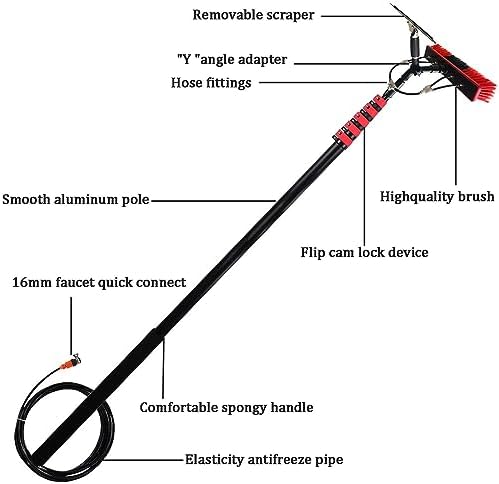 Glass Cleaning Brush Home Water Fed Telescopic Pole Kit Solar Panel Brush Rotating for Photovoltaic PanelTelescopic Cleaning BrushWindow Cleaning PolePhotovoltaic Cleaning Brush Outdoor Win