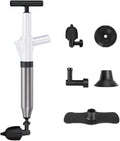 Toilet Plunger Drain Clog Remover with 4 Sized Suckers High Pressure Dredge Plumbing Tool with Barometer Stainless Steel Toilet Dredge for Sewer Pipe Dredging