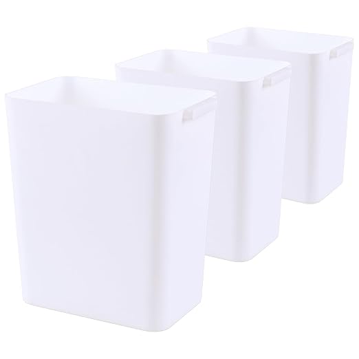 4.5 Gallon Plastic Small Trash Can Slim Garbage Cans 3 Packs White