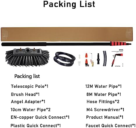 Glass Cleaning Brush Household Water Supply Telescopic Pole Kit Solar Panel Rotating Brush Solar Photovoltaic Panels39.5ft Window Cleaning Rod 6m Roof Cleaning Set Solar Panel C