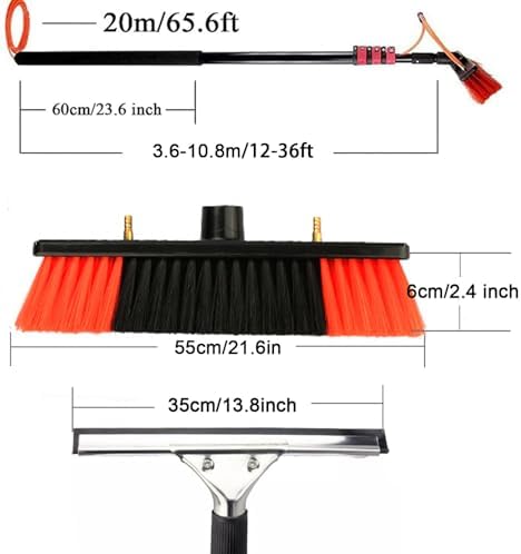 Water Supply Wand Kit Glass Cleaning Tool with Rubber Scraper Retractable Water Supply Wand for Cleaning Solar Panels and Window Glass Cleaning