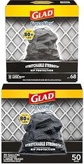 Glad Trash Bags ForceFlex Large Garbage Bags‚ 30 Gallon Black‚ 68 Count + ForceFlexPlus Drawstring Large Garbage Bags Heavy Duty Trash Bags - 30 Gallon Large 50 Count (Bundle)