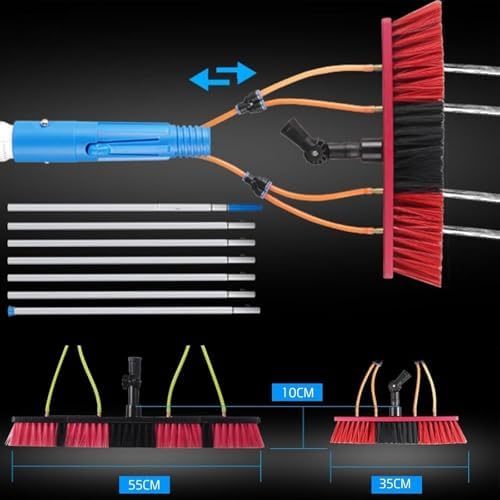 Glass Cleaning Brush Home Water Fed Telescopic Pole Kit Solar Panel Brush Rotating for Photovoltaic PanelTelescopic Window Cleaning Brush Kit - Adjustable Water Fed Pole &amp Solar Panel Clean
