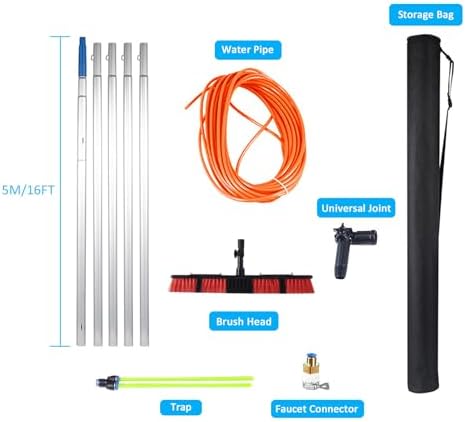 Glass Cleaning Brush Home Water Fed Telescopic Pole Kit Solar Panel Brush Rotating for Photovoltaic PanelProfessional Solar Panel Cleaning Kit with 5 12m Water Fed Pole 30/50cm Water Brush
