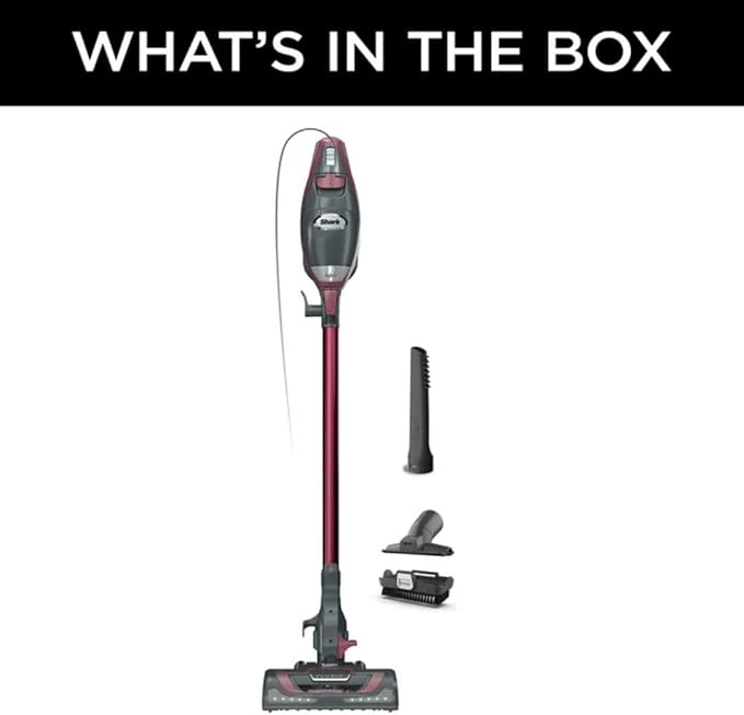 SharkLightweight Corded Stick Vacuum Cleaner with Powerful Suction Swivel Steering and Wall Mount Storage. (Red)