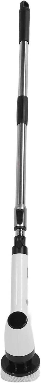 Electric Tub Scrubber with Long Handle Cordless 25W 8 - in - 1 Cleaning Brush for Bathroom Tile and Hardwood Floor - Powerful Rechargeable Battery Versatile Home Cleaner (Black)