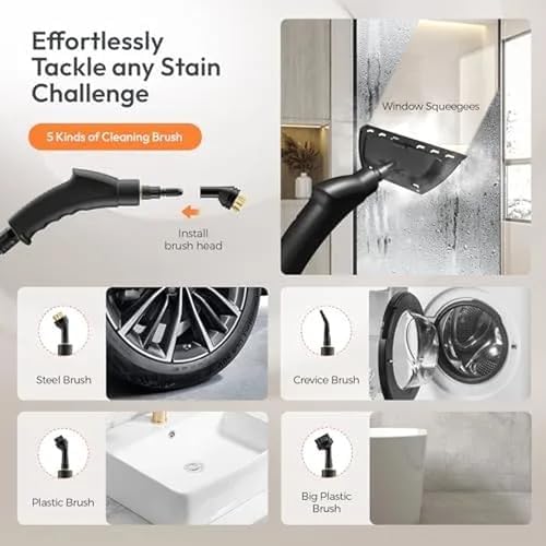 High Pressure 2500W Handheld Steam Cleaner - Portable Multi-Purpose Steamer for Car Kitchen Upholstery Grout Tile &amp Bathroom Cleaning