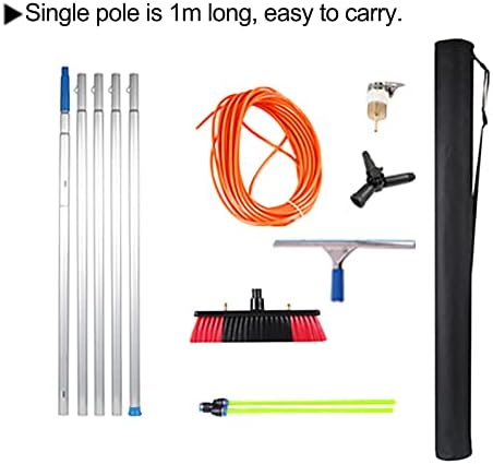 Glass Cleaning Brush Home Water Fed Telescopic Pole Kit Solar Panel Brush Rotating for Photovoltaic Panel3-12m Water Fed Window Cleaning Pole Water Fed Telescopic Cleaner Brush with Squeeg