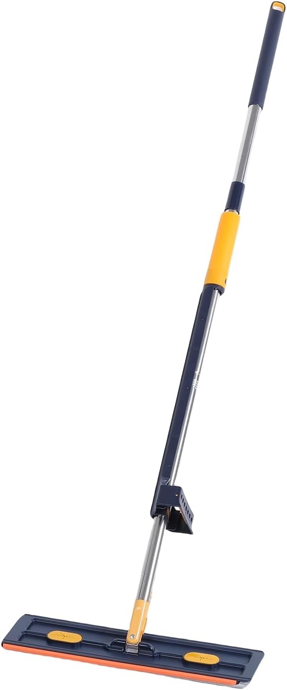 Dioche Flat Mop Set Flat Mop Set with 6 Reusable Microfiber Pads - Stainless Steel Handle 360° Rotating for Easy Cleaning on Tile Wood and Laminate Floors (Dark Blue+6 Microfiber Reusable Pads)