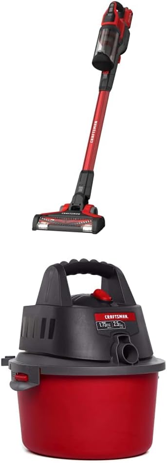 CRAFTSMAN V20 Cordless Stick Vacuum Kit with Portable Shop Vacuum Wet/Dry 2.5 Gallon 1.75 Peak Hp