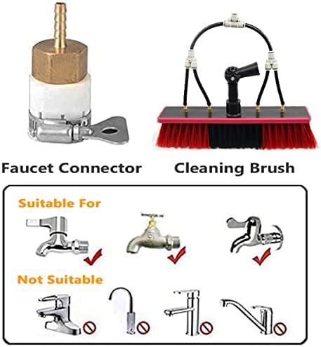 Telescopic Glass Cleaning BrushWater Fed Pole Kit 12-36ft Window Cleaning Pole Water Fed Telescopic Brush for Window Glass Solar Panel 4 Outlet Holes and 20m Long Hos
