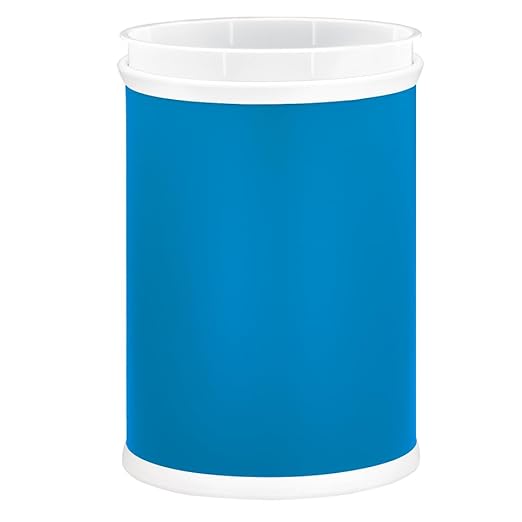 Kraftware Rainbow Oval Wastebasket with Plastic Liner Adding Color to the Bathroom and All Other Rooms in the Home or Entertainment Space 13 Quart Capacity 2 piece Set Process Blue
