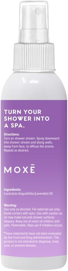 MOXE Lavender Oil Shower Mist Spa Steam Spray Certified Natural 100% Essential Oils Made in USA Aromatherapy Tension Relief (4 FL Oz Pack of 2)