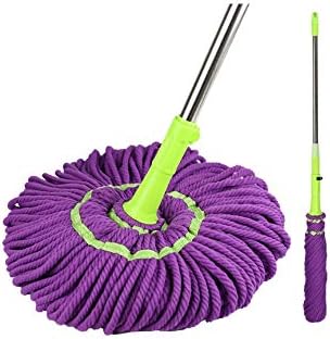 Easy Microfiber Self Wringing Mop with Extended Handle Twisting Rotary Hands Free Wash Squeeze for Floor Cleaning