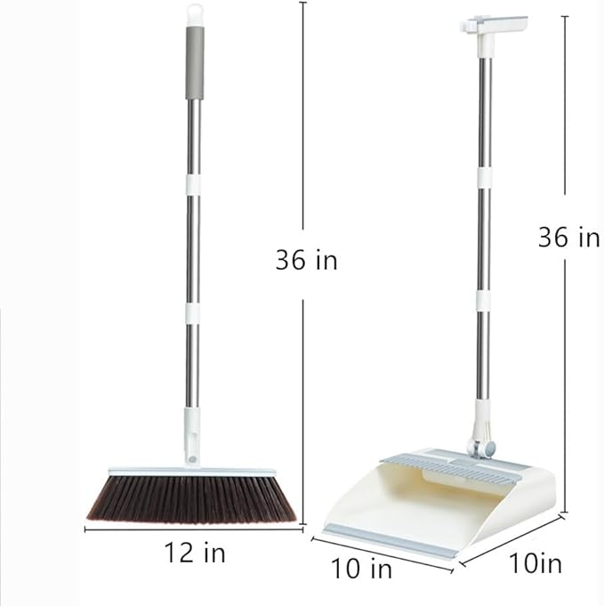 5-in-1 Foldable Cleaning Kit – All-in-One Broom Dustpan Pet Hair Roller Squeegee &amp Wire Brush | Space-Saving Ergonomic &amp Durable
