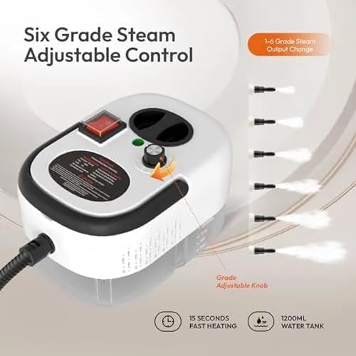 2500W High Pressure Handheld Steam Cleaner - Portable Multi-Purpose Steamer for Car Kitchen Upholstery Grout Tile &amp Bathroom Cleaning