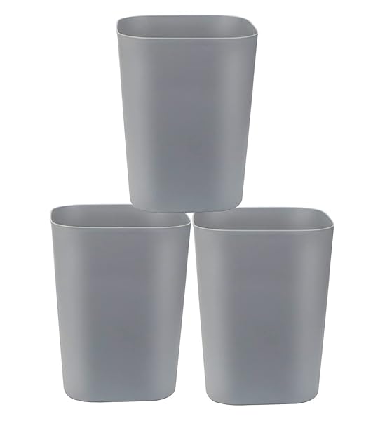 Besli 2 Gallon Small Trash Can Garbage Can Wastebasket for Bathroom Bedroom Kitchen OfficePack of 3 (Gray)
