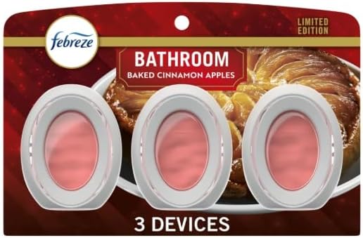 F.e.b.r.e.z.e Small Spaces Air Freshener Odor-Fighting Baked Cinnamon Apple Scent 3 Count