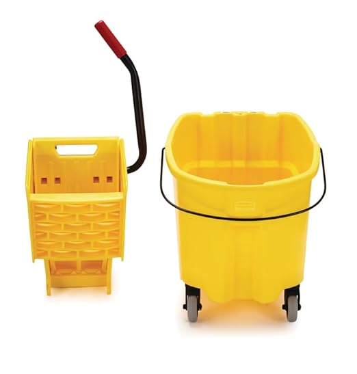 Rubbermaid Commercial Products WaveBrake 26 Qt. Side-Press Mop Bucket and Wringer Combo on Wheels Yellow for Professional/Industrial/Business Heavy-Duty Floor Cleaning/Mopping