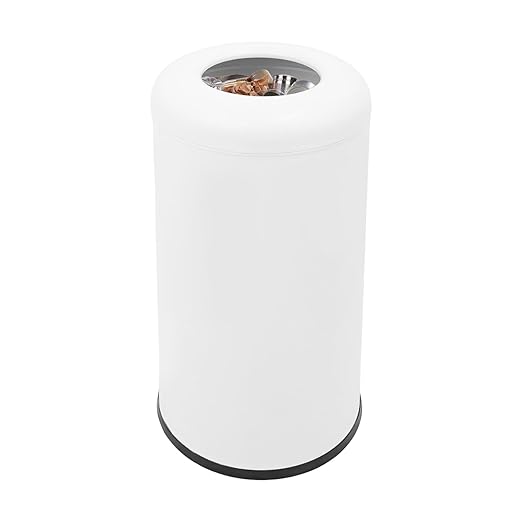 60 L / 15 Gal Trash Can with Lid Round Indoor Waste Bin Commercial Trash Can with Removable Barrel Stainless Steel Hotel Garbage Bin for Home Office Restaurant (White)