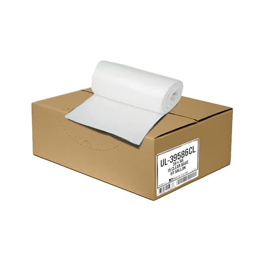 Ultrasac 55-60 Gallon 6.0 MIL Clear Heavy Duty Trash Bags - 39 x 58 - Pack of 15 - For Contractor Construction &amp IndustrialUL-39586CL