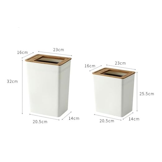 BESPORTBLE Large Wastebasket with Wooden Lid Kitchen Trash Bin with Built-in Press Ring Ash Bin for Home and Bathroom Storage Practical Waste Container Size L