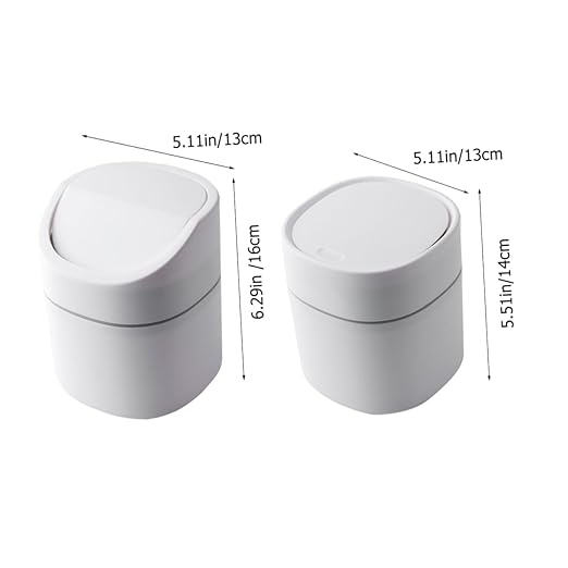 2pcs Small Desktop Trash Can with Lid Odorless Wear-Resistant Plastic Wastebasket for Kitchen Living Room Bathroom Office Compact Garbage Container for Home Use