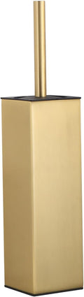 BGL Standing Toilet Brush and Holder Brushed Gold Aluminium Toilet Bowl Cleaner Brush and Holder for Bathroom Storage and Organization Square Design Sturdy and Space Saving