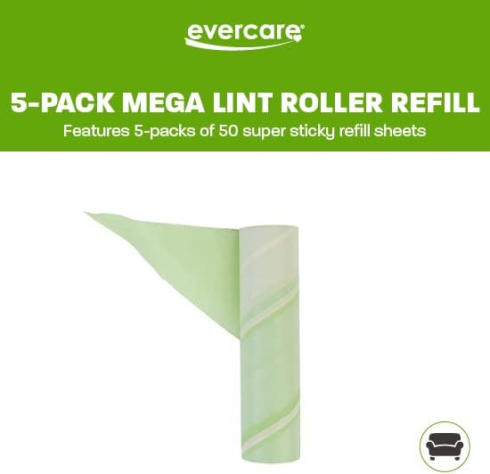 Evercare Pack of 6 10 Wide Large Surface Mega Pet Roller Refill 50 Sheets Each (300 Sheets Total)