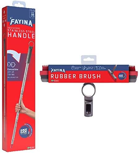 Premium Rubber Floor Brush with 11.5-Inch Squeegee &amp Stainless Steel Handle - for Carpets &amp All Surfaces - Pet Hair Fur Remover Broom - Extendable up to 56 Inches