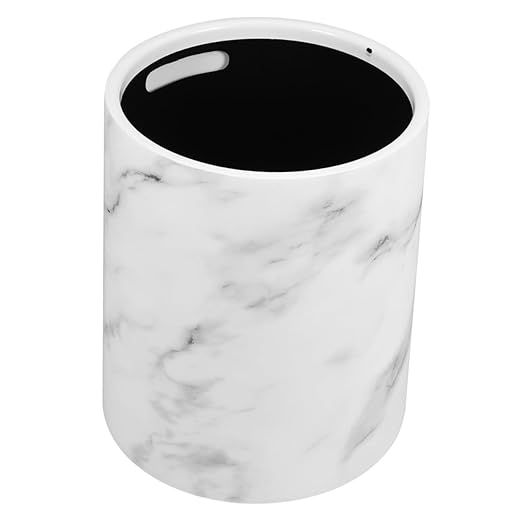 Alipis Trash Bin Marble Pattern Plastic Wastebasket Capacity for Bedroom Kitchen Living Decorative Design with Opening for Easy Use Stylish and Practical