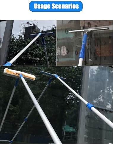 High Rise Window Cleaning Tools with Extension Pole - Portable Glass Wash Equipment for Tall/Hard-to-Reach Areas Easy Installation (16.4ft/5m)