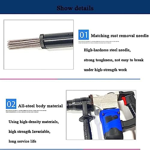 1100W Electric Needle Scaler Gun - Heavy-Duty Rust Removal Tool for Weld Slag Paint &amp Corrosion - Industrial-Grade Handheld Surface Cleaner for Metal Steel &amp Automotive Restoration