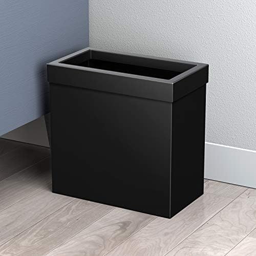 Gatco Small Bathroom Trash Can with Lid Rectangle 3 Gallon Stainless Steel Wastebasket Under Sink Matte Black for Bathroom Bedroom Office (1918)