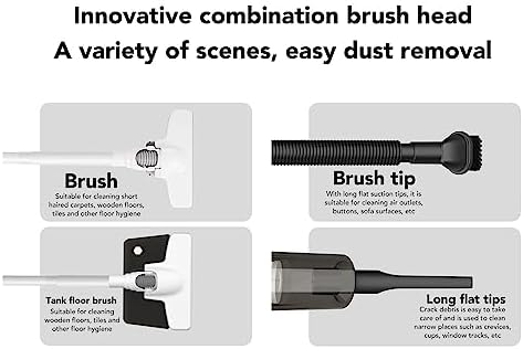 HURRISE Handheld Vacuum Cleaner Cordless Vacuum Cleaner for Pet Hair Carpet Multifunction Strong Suction Powerful Cordless Vacuum Cleaner for Hardwood Floor Carpet Pet Car