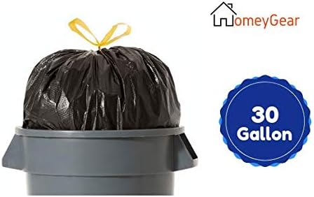 Strong Large 30 Gallon Drawstring Trash Bags Black Can Liners Kitchen Garbage Bags Multipurpose 56 CT Home Lawn Bags