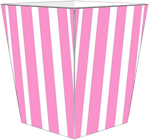 Marye-Kelley WB8420 - Pink Stripe with Green Monogram Wastepaper Basket
