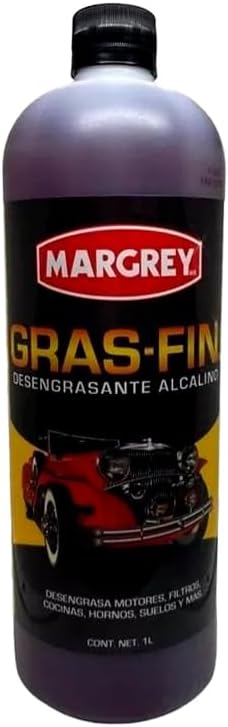 Margrey GRAS-FIN Alkaline Degreaser Powerful Solution 1 Litre Removes Grease and Dirt Industrial and Automotive Use