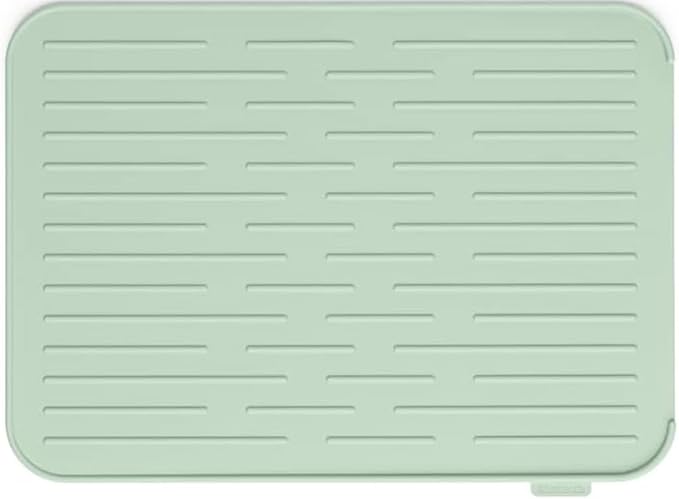 Brabantia Sinkside Silicone Dish Pot Drying Mat (Jade Green) Soft Non-Slip Kitchen Counter Sink Top Drainer for Dishwashing