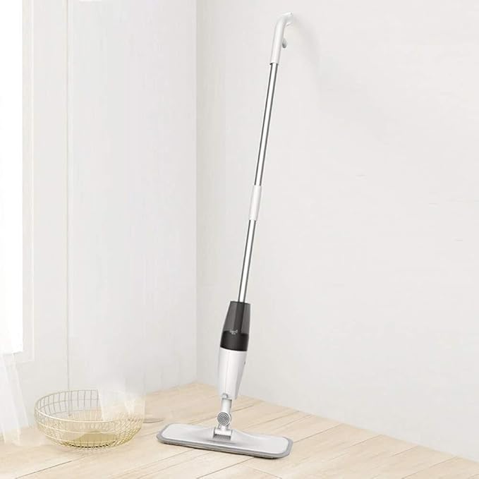 360° Rotating Spray Floor Mop with Telescopic Handle Carbon Fiber Pads for Waxing &amp Deep Cleaning Floors