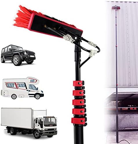 Telescopic Pole Kit Cleaning Brush24ft 7.2m Water Fed Pole KitOutdoor Window Cleaner Window Glass Solar Panel Cleaning System Window Cleaning Pole - 180° Rotatable Water Fed Brush w/Squee